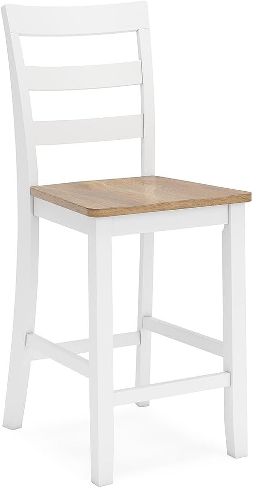 Signature Design by Ashley Gesthaven Dining Table Set, Counter Height Table with 4 Bar Stools, Butcher Block Veneer Top, Two-Tone White/Natural Mango Finish