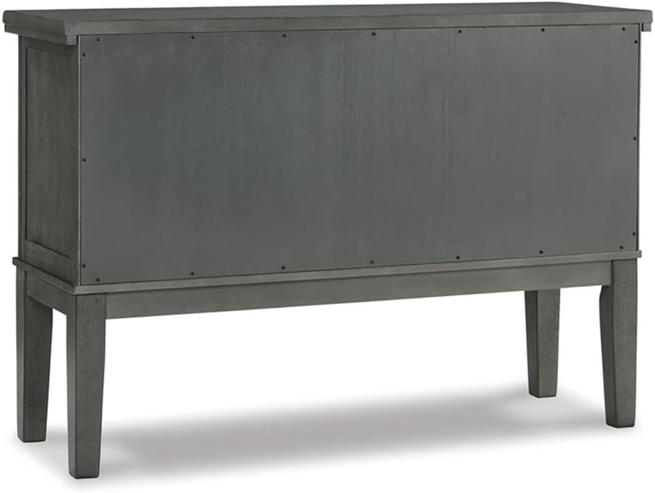 Signature Design by Ashley Hallanden Dining Room Server with Wine Rack, 2 Cabinets with Removable/Adjustable Center Shelf, Drawer, Wood with Acacia Veneer, 38.25" High, Weathered Gray