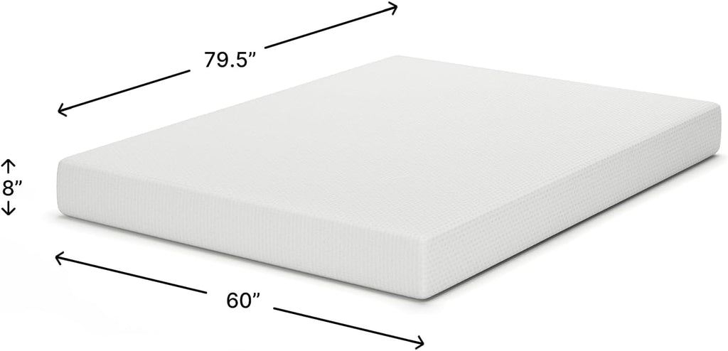 Signature Design by Ashley Queen Size Chime 8 Inch Medium Firm Gel Memory Foam Mattress with Green Tea & Charcoal Extract, Fiberglass-Free, Mattress In A Box