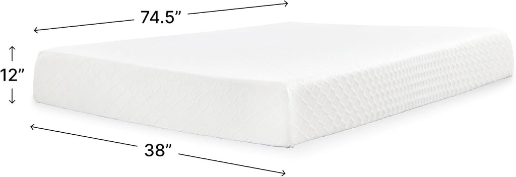 Signature Design by Ashley Chime Memory Foam 12" Twin Mattress with Thick Memory and Support Foam for Pressure Relief, Fiberglass-Free, Mattress In A Box