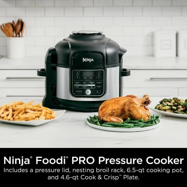 Ninja Foodi OS300 10-in-1 6.5-Quart Pro Pressure Cooker Air Fryer Multicooker, Stainless, Indoor grill’s wide temperatureCyclonic Grilling Technology 500F, Smoke Control System (Renewed)