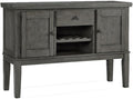 Signature Design by Ashley Hallanden Dining Room Server with Wine Rack, 2 Cabinets with Removable/Adjustable Center Shelf, Drawer, Wood with Acacia Veneer, 38.25" High, Weathered Gray