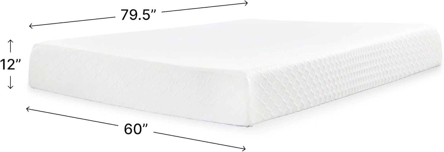 Signature Design by Ashley Chime 12 Memory Foam Mattress, Medium Firm Contouring Support, Thick Memory Foam for Pressure Relief, Mattress in a Box, Queen Size