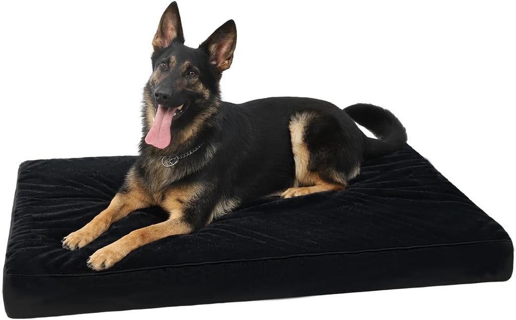 KSIIA Orthopedic Dog Bed Dog Crate Bed Waterproof for Large Dogs Deluxe Plush Washable Pet Mat with Egg Crate Foam & Removable Cover, 35 x 22 Inch, Gray