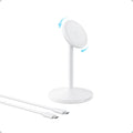 Anker MagGo iPhone 17 MagSafe Charger Compatible Stand, 15W Fast Magnetic Wireless Charging Station, Qi2 Certified 360° Wireless Charger (White, with Cable)