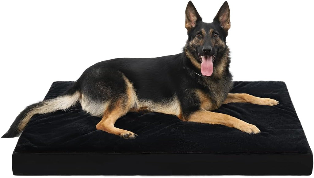 KSIIA Orthopedic Dog Bed Dog Crate Bed Waterproof for Large Dogs Deluxe Plush Washable Pet Mat with Egg Crate Foam & Removable Cover, 35 x 22 Inch, Gray