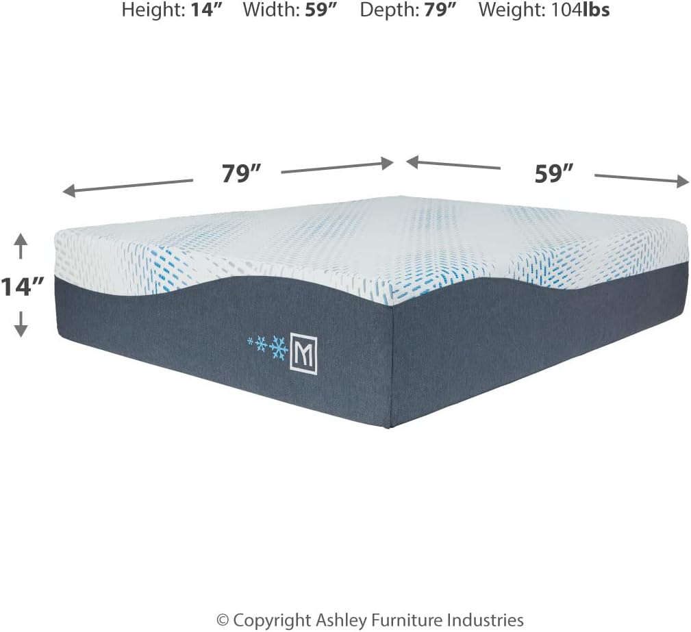 Signature Design by Ashley 14 Inch Millennium Cushion Firm Gel Memory Foam Hybrid Mattress, Queen, White