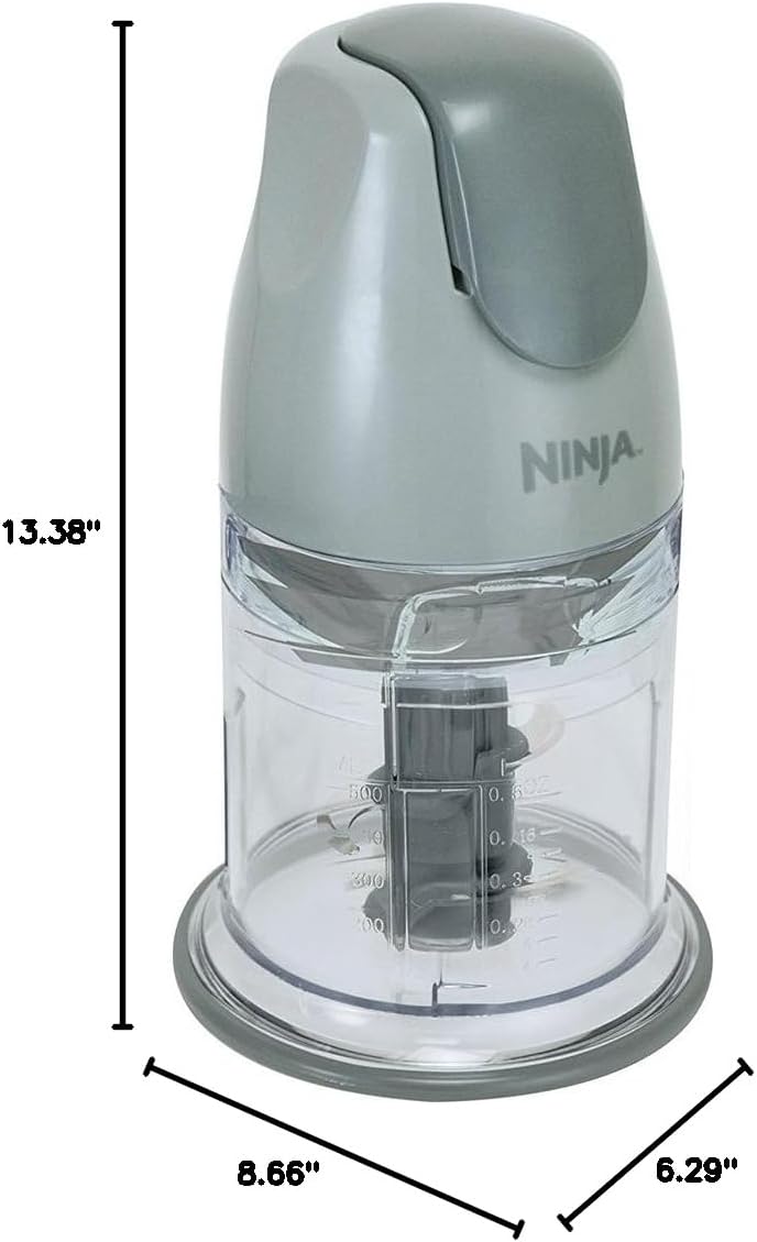 Ninja QB900B Master Prep Food Processor Blender with 48 oz Pitcher & 16 oz Chopping Bowl, Perfect for Frozen Blending & Chopping, 400 Watts, Dishwasher Safe, Countertop, Grey