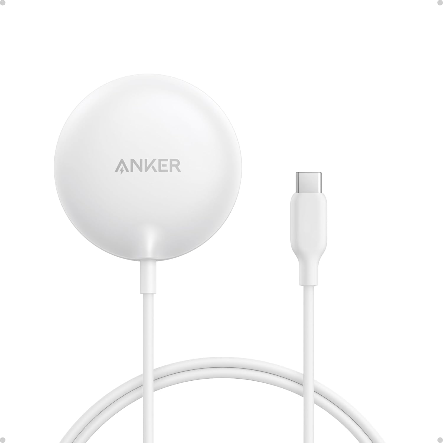 Anker Zolo Magnetic Wireless Charger, Qi2 Certified 15W MagSafe-Compatible Wireless Charging Pad, for iPhone 17/16/15/14/13/12 Series, AirPods, and More (1 Pack, Not for Pixel, Adapter Not Included)
