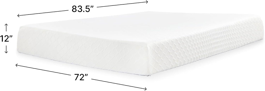 Signature Design by Ashley Chime Memory Foam 12" California King Mattress with Thick Memory and Support Foam for Pressure Relief, Fiberglass Free, Mattress In A Box