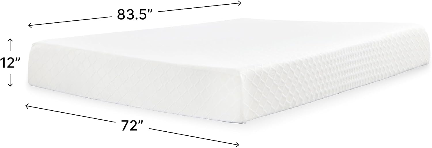 Signature Design by Ashley Chime Memory Foam 12" California King Mattress with Thick Memory and Support Foam for Pressure Relief, Fiberglass Free, Mattress In A Box