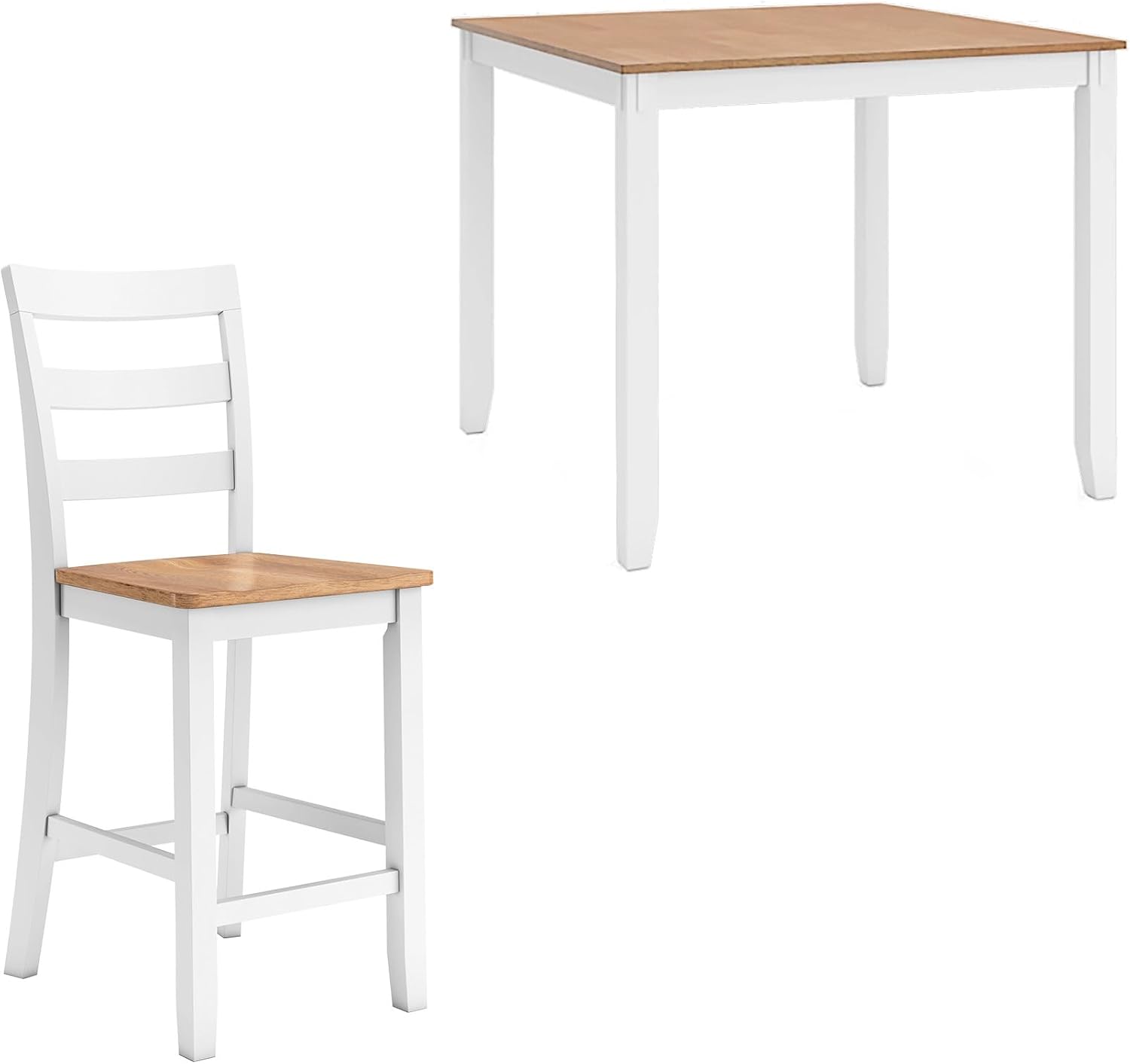 Signature Design by Ashley Gesthaven Dining Table Set, Counter Height Table with 4 Bar Stools, Butcher Block Veneer Top, Two-Tone White/Natural Mango Finish