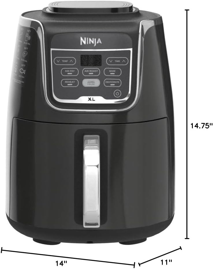 Ninja XL Air Fryer | 5.5 QT Capacity fits 3lbs of Wings | 5-in-1 Air Fry, Roast, Bake, Reheat & Dehydrate | 400°F Max Temp | 1750 Watts | With Dishwasher Safe Parts & Recipe Guide | Grey | AF150AMZ