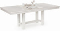 Signature Design by Ashley Robbinsdale Casual Removable Center Leaf Dining Extension Table with Trestle Base, Wood, Ash Veneer, Tabletop with Planked Effect, 2 Removable Center Leaves, Seats 8, White
