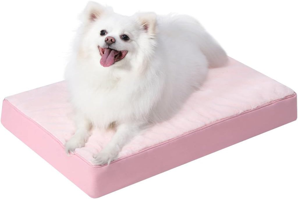 KSIIA Orthopedic Dog Bed Dog Crate Bed Waterproof for Large Dogs Deluxe Plush Washable Pet Mat with Egg Crate Foam & Removable Cover, 35 x 22 Inch, Gray