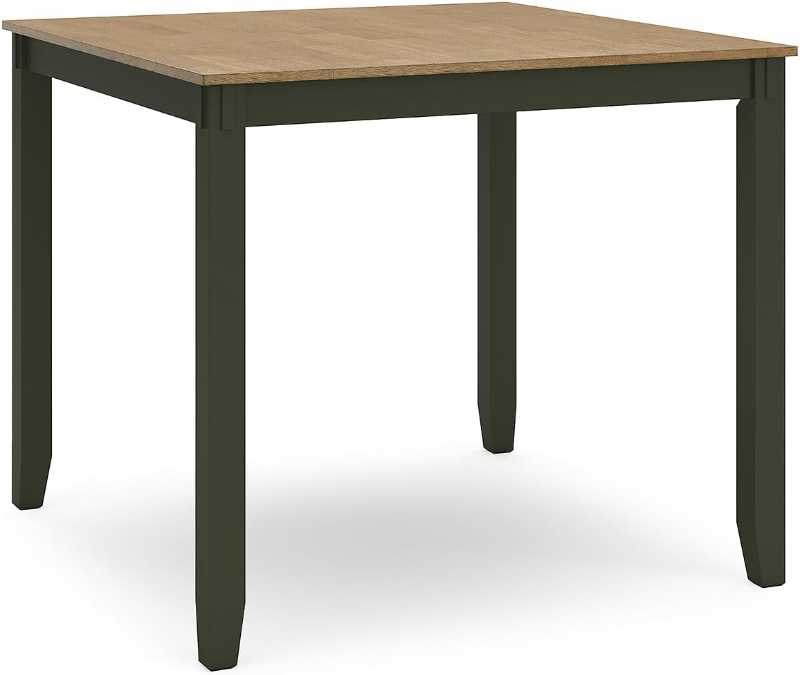 Signature Design by Ashley Gesthaven Counter Height Dining Set, 5-Piece Bar Table and Chairs Set with Butcher Block Top, Casual Green and Light Natural Mango Wood