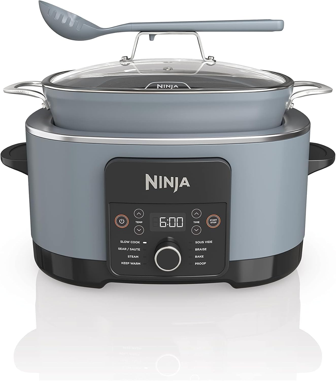 Ninja® 14-in-1 PossibleCooker™ PRO | 8.5qt, Sous Vide, Proof, Bake, & Steam Multicooker | Slow Cooker, Dutch Oven | Glass Lid & Integrated Spoon | Nonstick, Oven Safe Pot 500°F | Sea Salt Gray |MC1001