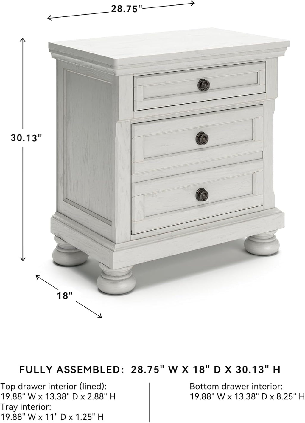 Signature Design by Ashley Robbinsdale Traditional 2 Drawer Night Stand, White