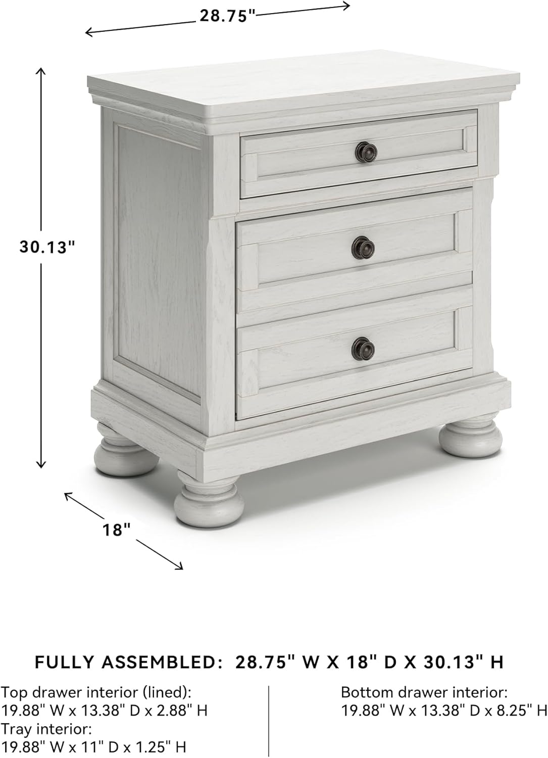 Signature Design by Ashley Robbinsdale Traditional 2 Drawer Night Stand, White