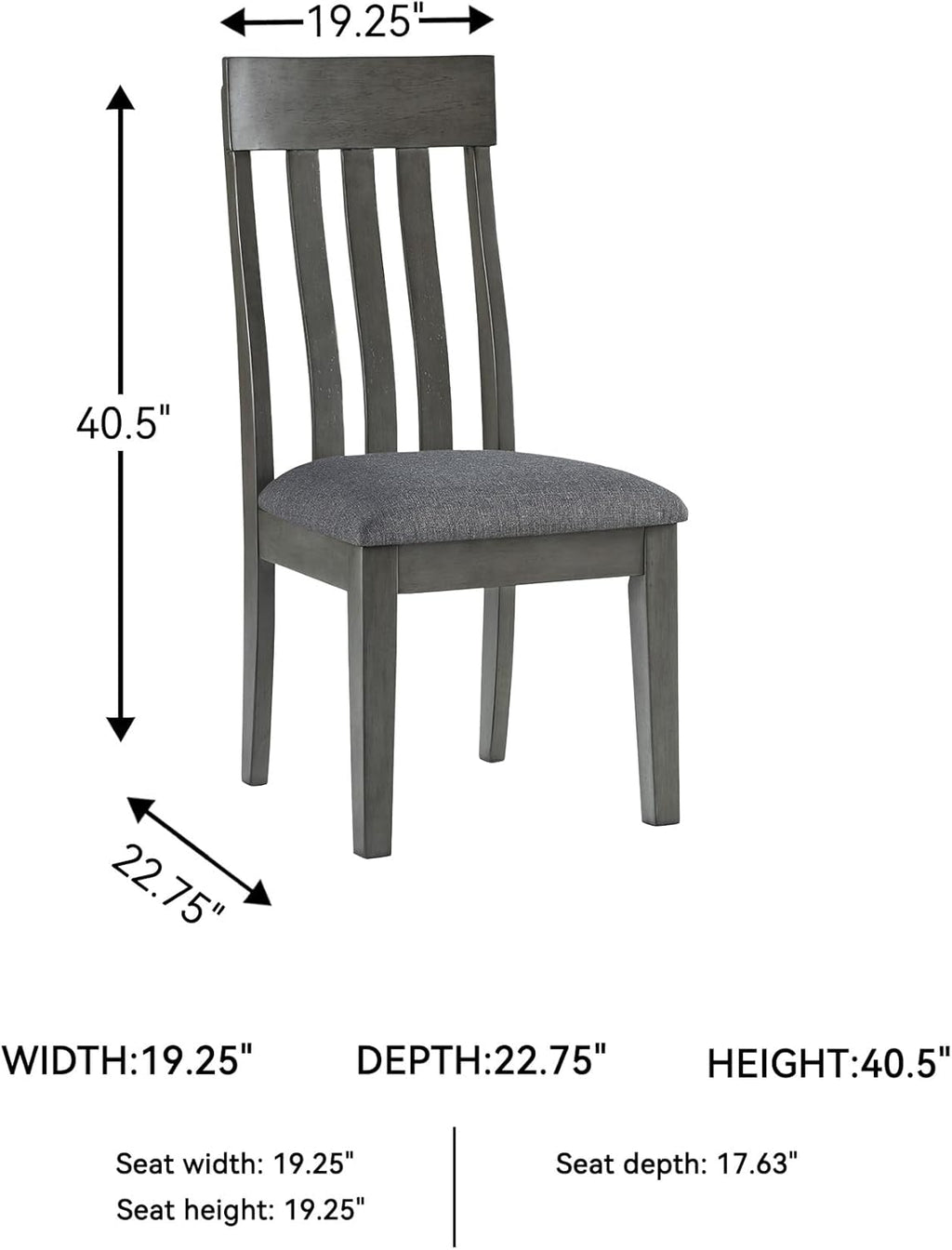 Signature Design by Ashley Hallanden Contemporary Dining Upholstered Side Chair, Set of 2, Armless, Comb Back Design, Wood Frame, Gray