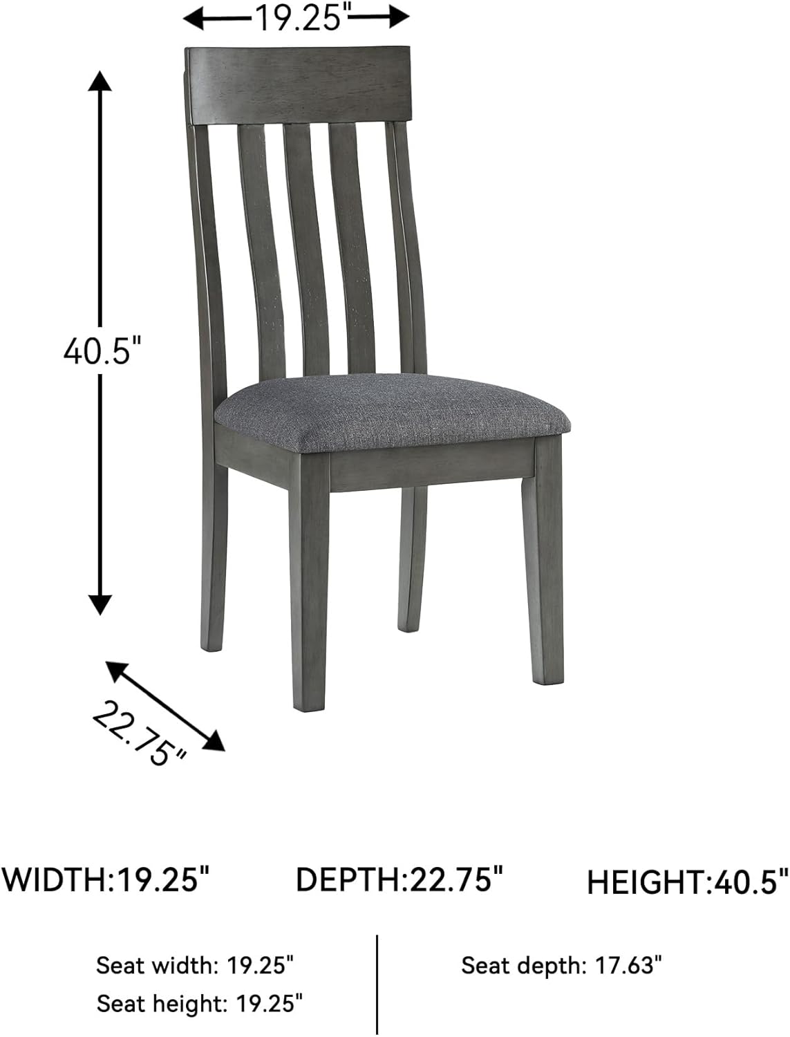 Signature Design by Ashley Hallanden Contemporary Dining Upholstered Side Chair, Set of 2, Armless, Comb Back Design, Wood Frame, Gray