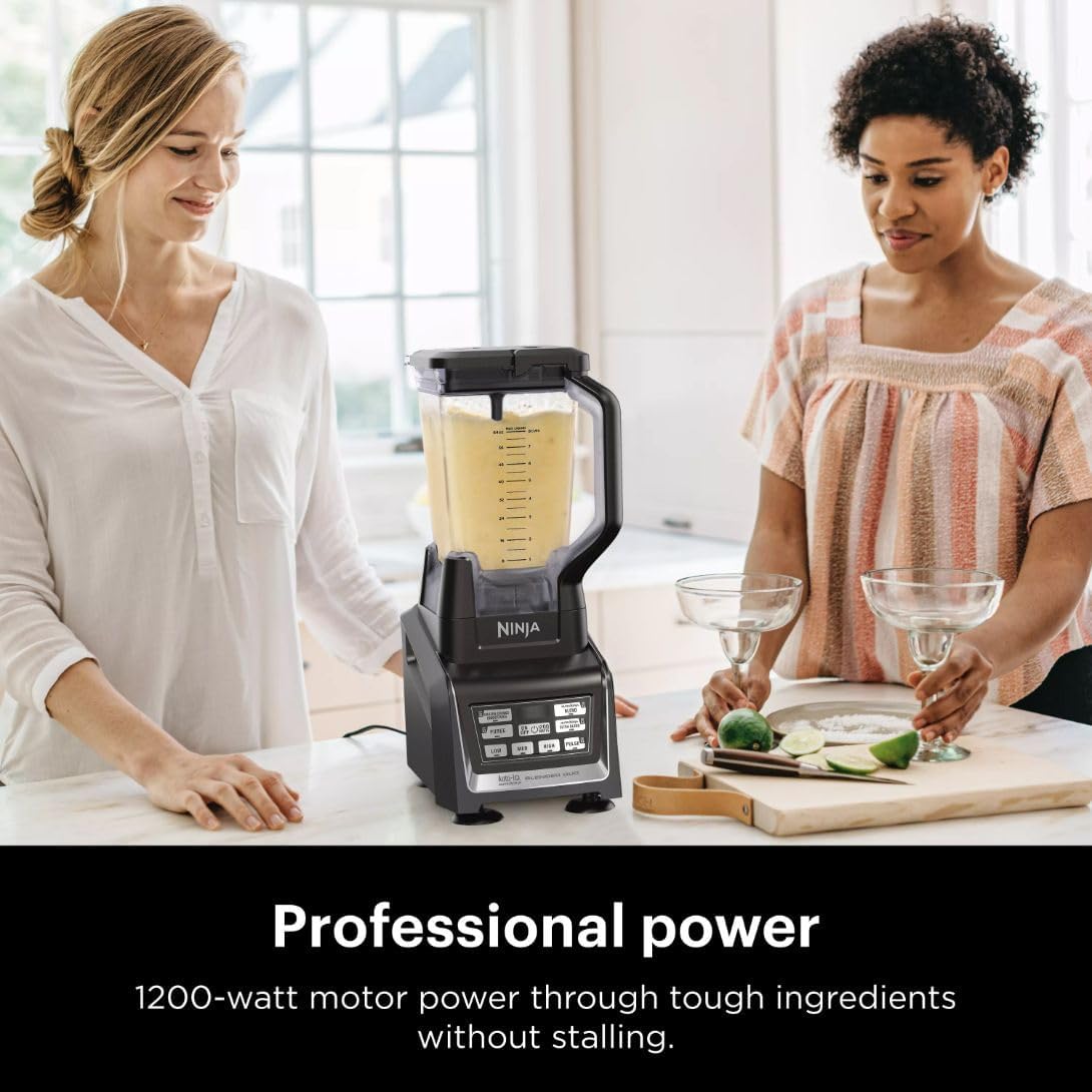 Ninja BL642 Nutri Ninja Personal & Countertop Blender with 1200W Auto-iQ Base, 72 oz. Pitcher, and 18, 24, & 32 oz. To-Go Cups with Spout Lids, For Smoothies, Shakes & More, Dishwasher Safe, Black..