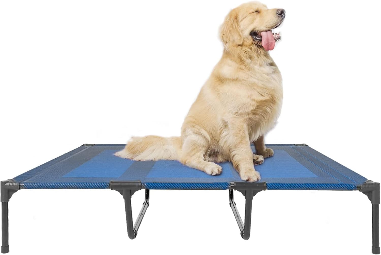 suddus Elevated Dog Bed for Large Dogs 120lb, Breathable Cooling Raised Dog Cot with Dual Support Bars & Metal Frame, No-Slip Feet, Waterproof Pet Bed for Indoor/Outdoor, X-Large, 48 * 36 * 9in, Grey