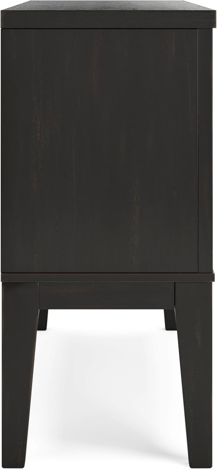 Signature Design by Ashley Galliden Urban 2-Door Dining Server with Reversible Wine Rack Shelf, Adjustable Shelves and Felt-Lined Drawer, Black & Light Brown