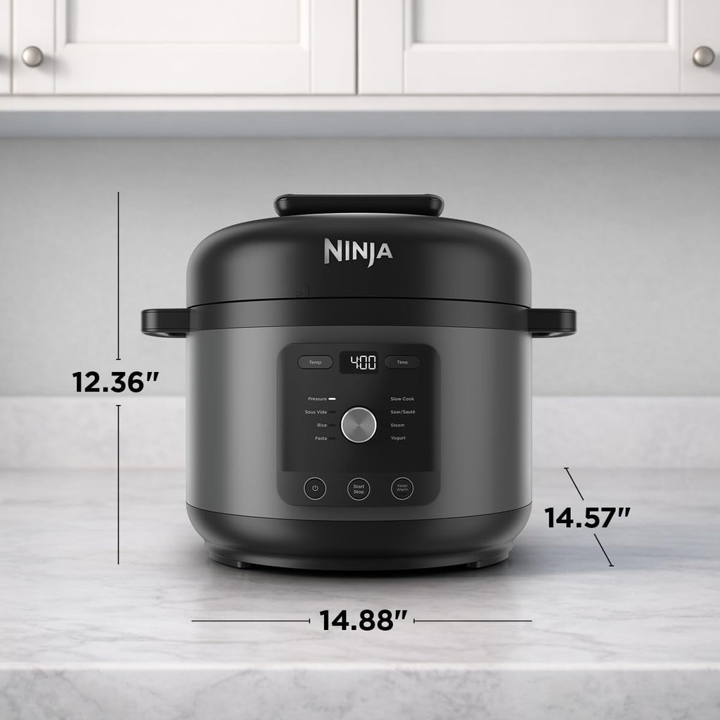 Ninja HyperHeat 9-in-1 Electric Pressure Cooker | 6.5 Qt Multi Cooker with Sear/Sauté, Slow Cooker, Rice Cooker, Sous Vide | 1200W | Fast Cooking, PFAS-Free Pot | Dark Gray | PC201GY