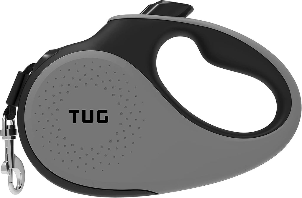 TUG 360° Tangle-Free Retractable Dog Leash | 16 ft Strong Nylon Tape | One-Handed Brake, Pause, Lock (Medium, White)