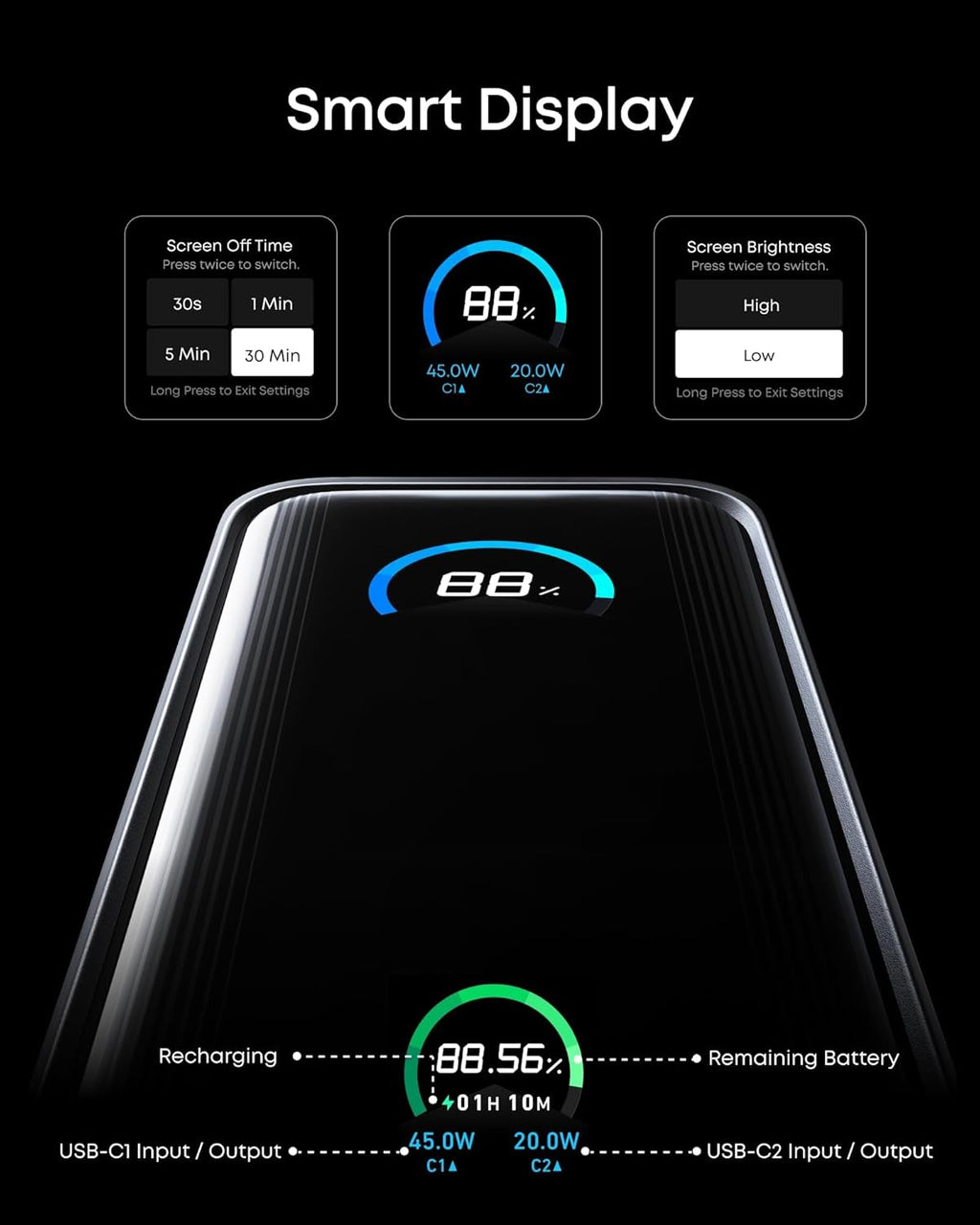 Anker Prime Power Bank, 9,600mAh Battery Pack with 65W Output Wall Charger, Supports PD 3.0 and PPS, 30W Fast Recharging, Sleek Portable Charger for MacBook Pro, iPhone 17/16 Series, Galaxy, iPad