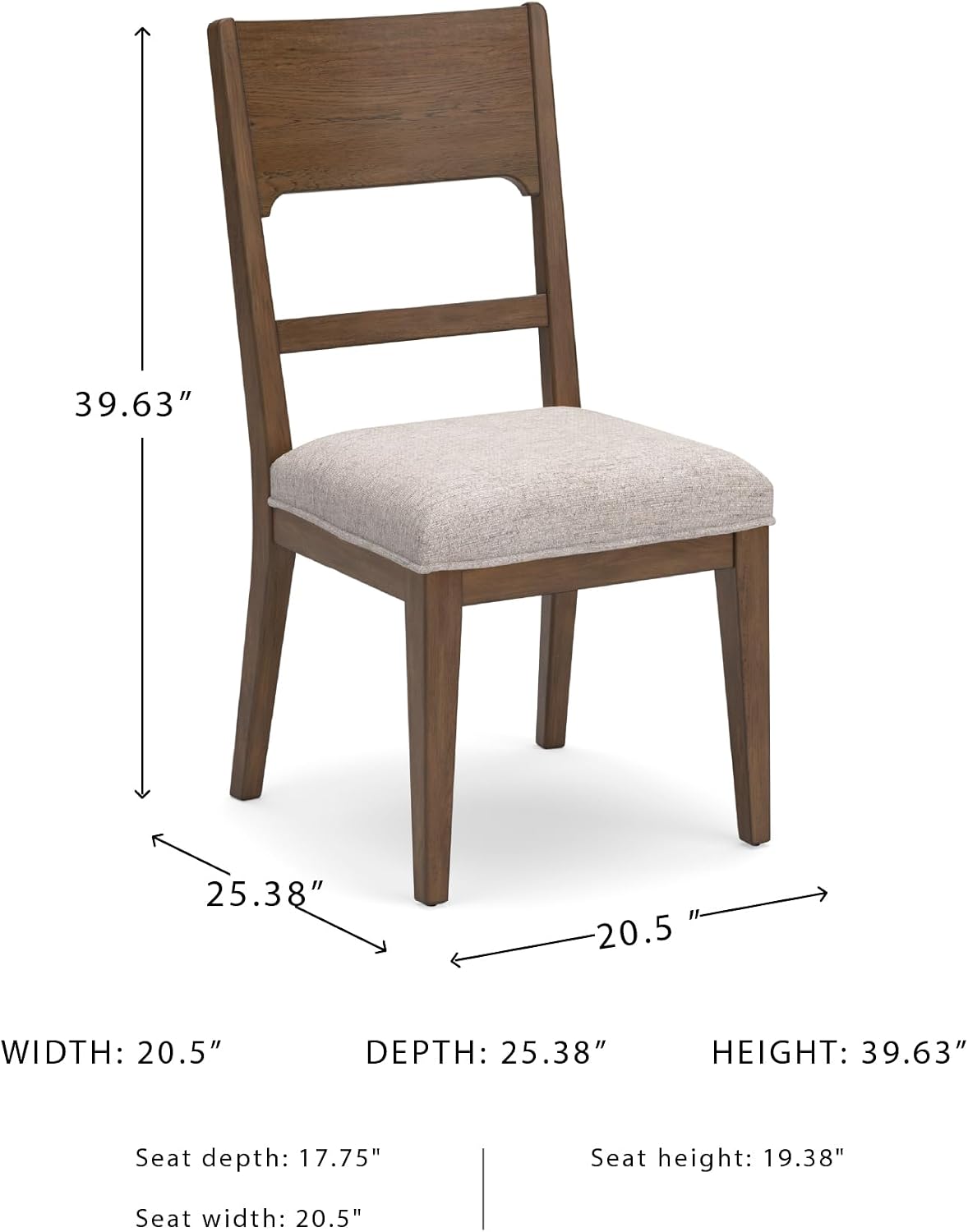 Signature Design by Ashley Cabalynn Upholstered Dining Chairs – Set of 2 Comfortable Side Chairs for Kitchen & Dining Room, Farmhouse Modern Style, Brown/Tan Fabric, Solid Hardwood Frame