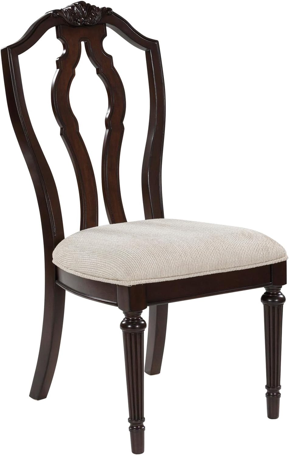 Signature Design by Ashley Traditional Upholstered Side Chairs, Dining Chairs Set of 2, Hardwood and Engineered Wood Frame with Cherry Brown Finish, Ideal for Formal Dining Rooms, Tan