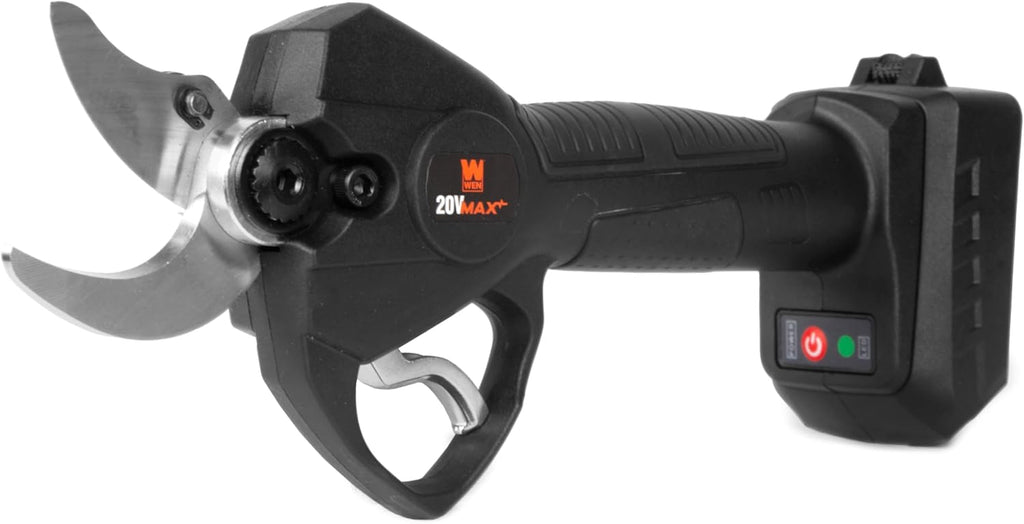 WEN 20V Max Brushless Cordless 1-3/16-Inch Pruning Shears with 2.0Ah Battery and Charger (20731)