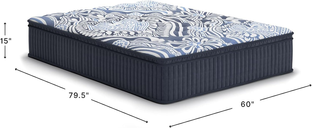 Signature Design by Ashley Plush Luxe 2.0 15 Inch Breathable Gel Latex Memory Foam Hybrid Mattress with Edge Support for Cool Sleep and Pressure Relief, Queen, Fiberglass-Free, Mattress in A Box