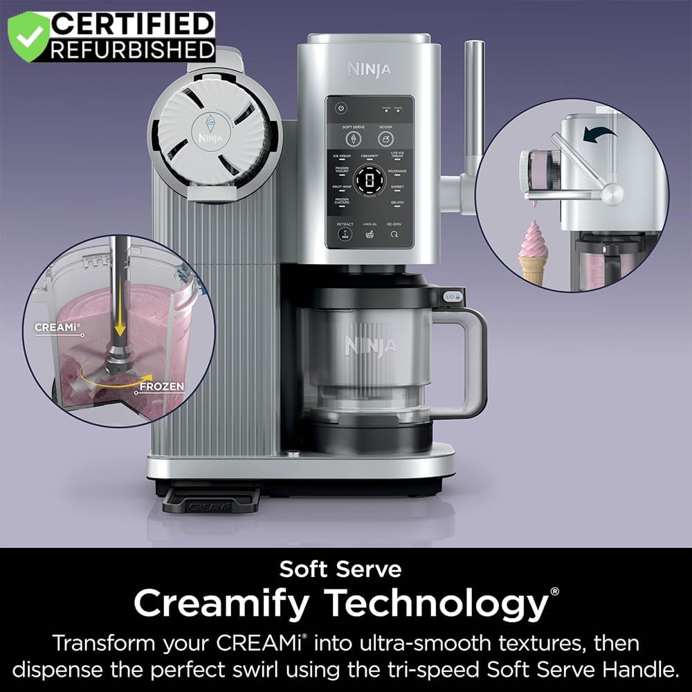Ninja NC701 CREAMi Swirl 13-in-1 Soft Serve Ice Cream Machine (Renewed) Bundle with 2 YR CPS Enhanced Protection Pack