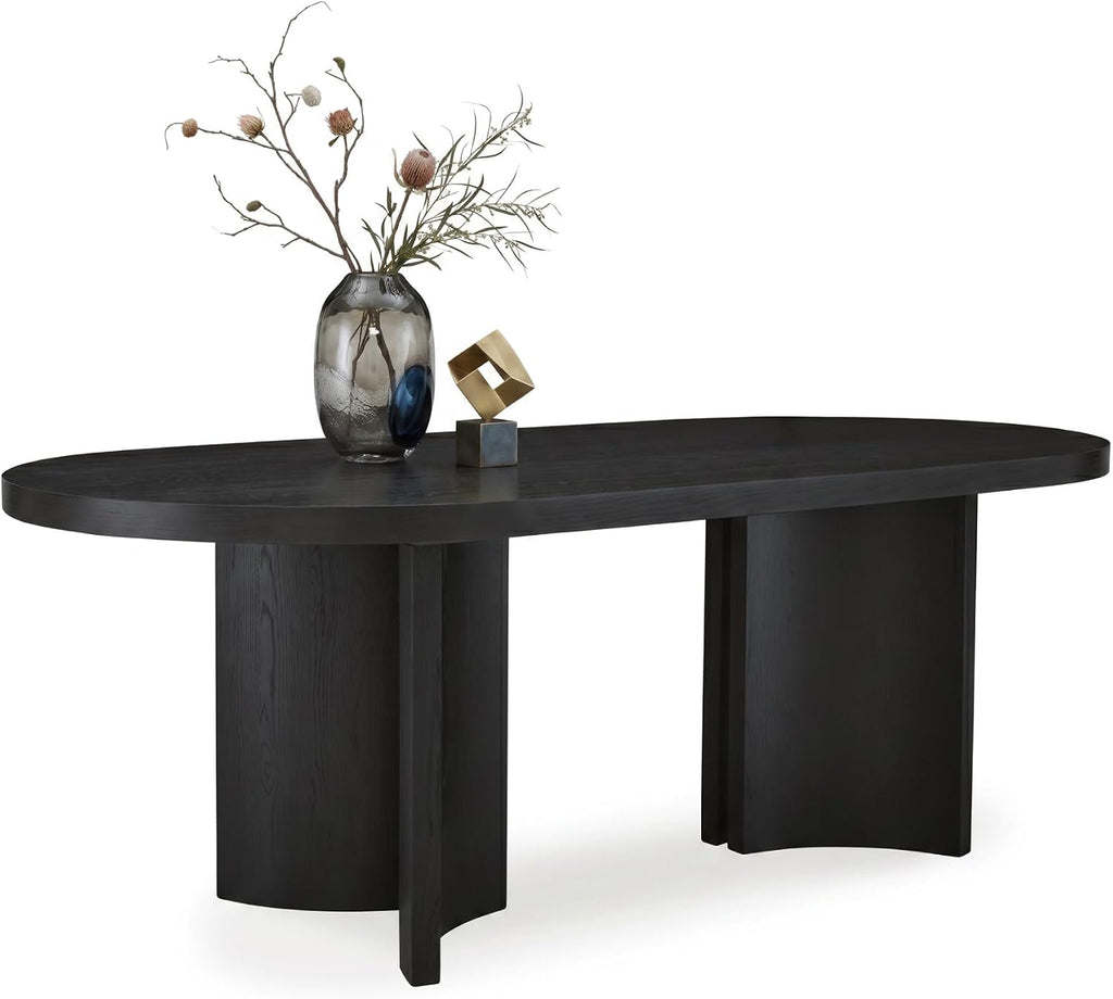 Signature Design by Ashley Rowanbeck Minimalist Dining Table for 8 People, Black