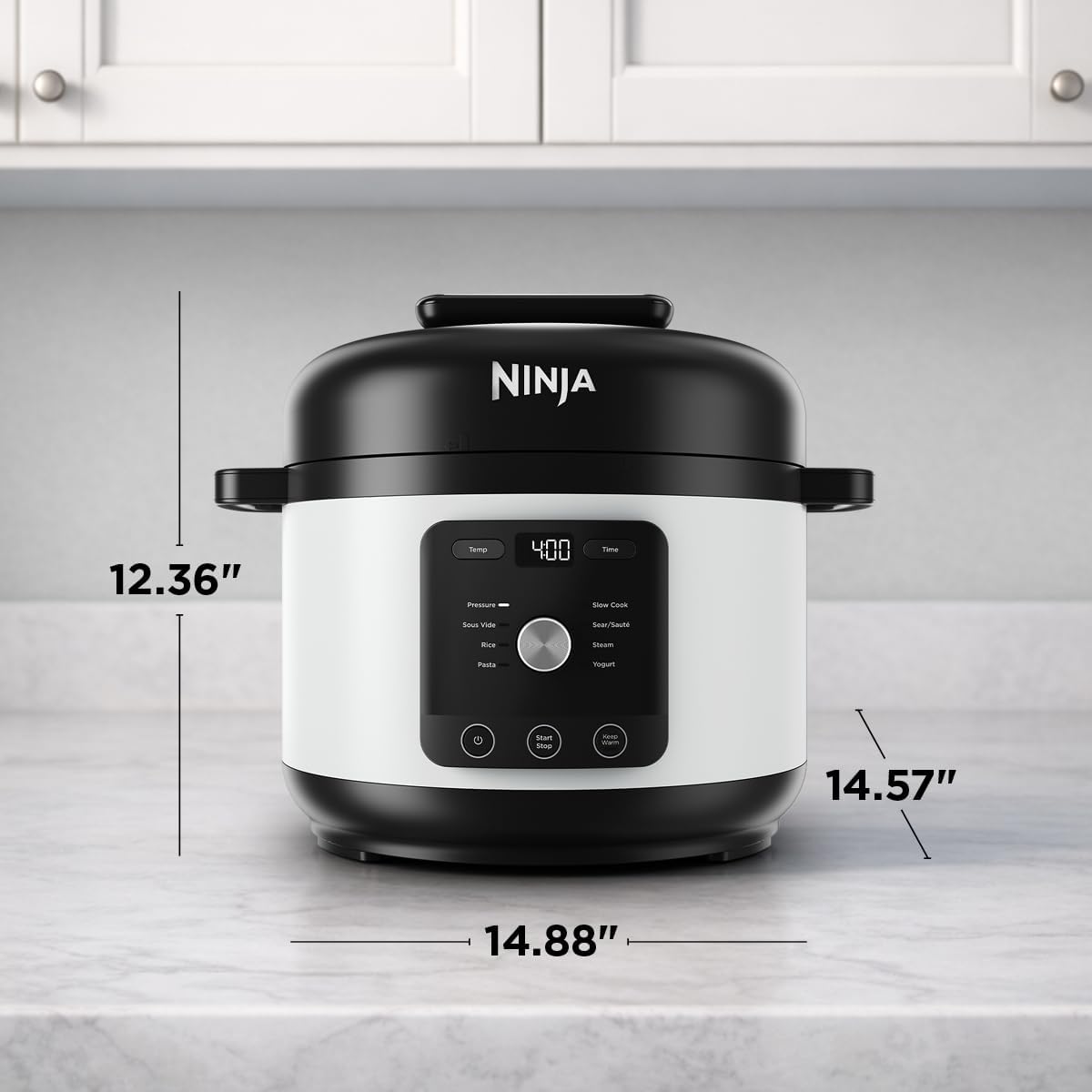 Ninja HyperHeat 9-in-1 Electric Pressure Cooker | 6.5 Qt Multi Cooker with Sear/Sauté, Slow Cooker, Rice Cooker, Sous Vide | 1200W | Fast Cooking, PFAS-Free Pot | White | PC201WH