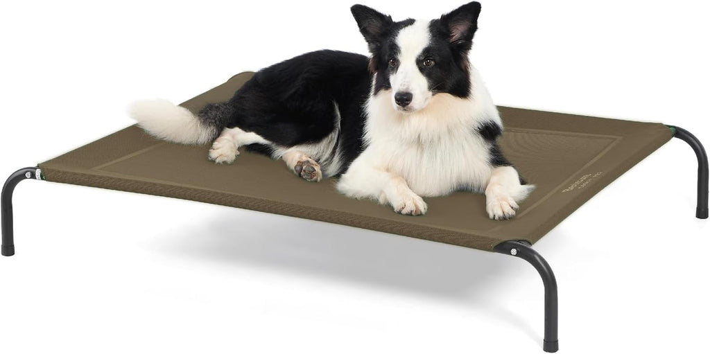 Bedsure Outdoor Elevated Cooling Dog Bed Large Sized Dog, 49in Grey | Portable raised camping pet cot hammock,Breathable Teslin mesh,Weather resistant,For large pets up to 85 lbs,Easy to assemble