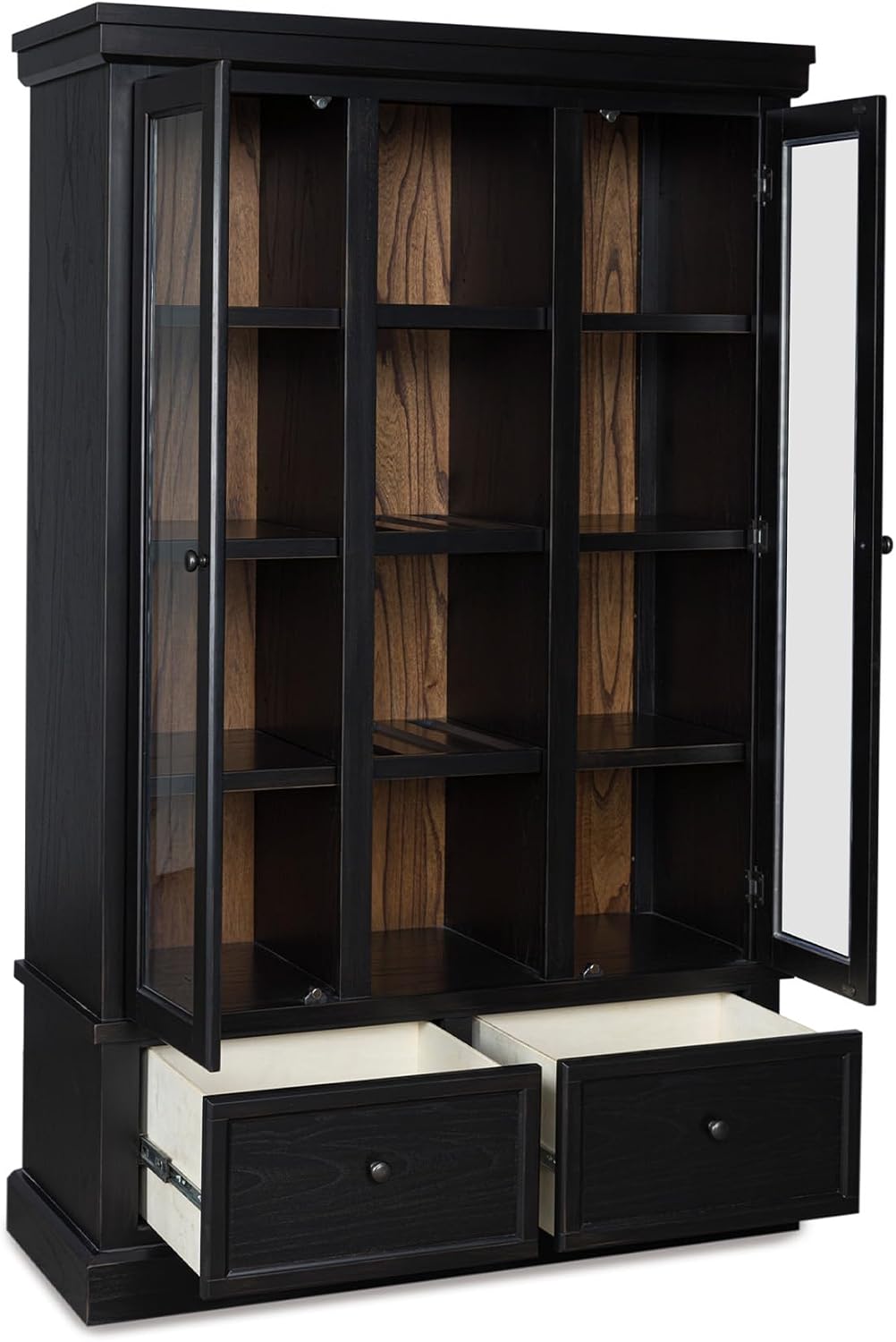 Signature Design by Ashley Chadworth Classic Curio with Anti-Tipping and Removable Shelf, Black