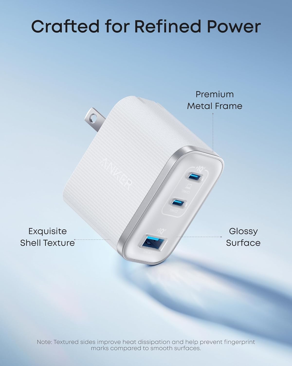 Anker Nano USB C Charger, Ultra-Fast 70W Output 3-Port Fast Charger USB C, Type C Charger Fast Charging, Compact and Stylish, for iPhone 17/16 Series,MacBook, iPad and More(White, Cable Included)