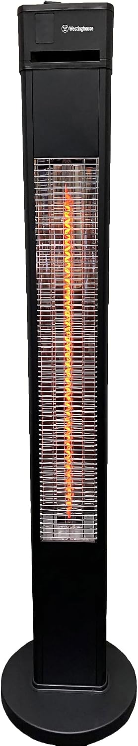 Westinghouse WES31-15110BLK Outdoor Electric Patio, Water Resistant Auto Shut Off Tip Over Switch & Overheat Protection, Freestanding Infrared Tower Heater, 47.2" x 11" x 11", Black