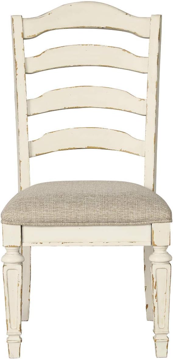 Signature Design by Ashley Realyn Dining Room Upholstered Chair 2 Count, Antique White