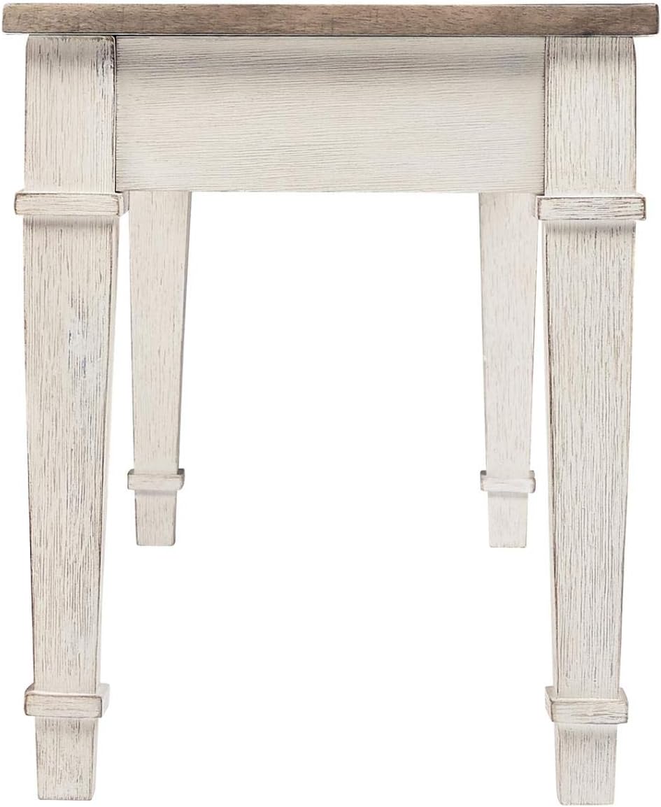 Signature Design by Ashley Skempton Farmhouse Storage Bench, Distressed Finish, Seat With Hidden Storage, Wood, 48" W x 15" D x 18.5" H, White & Light Brown