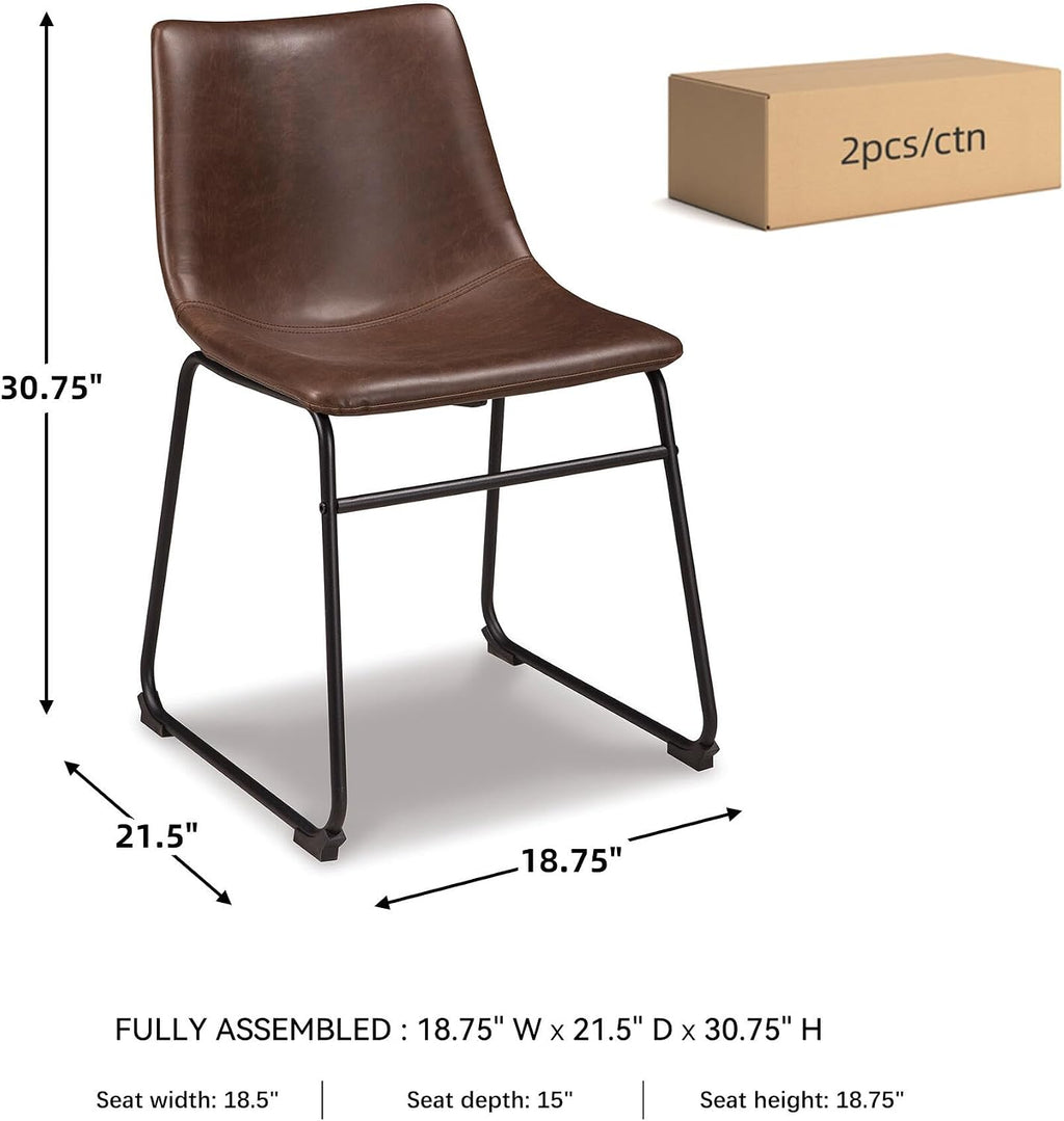 Signature Design by Ashley Mid Century Centiar 18.75" Dining Bucket Chair, 2 Count, Black and Brown