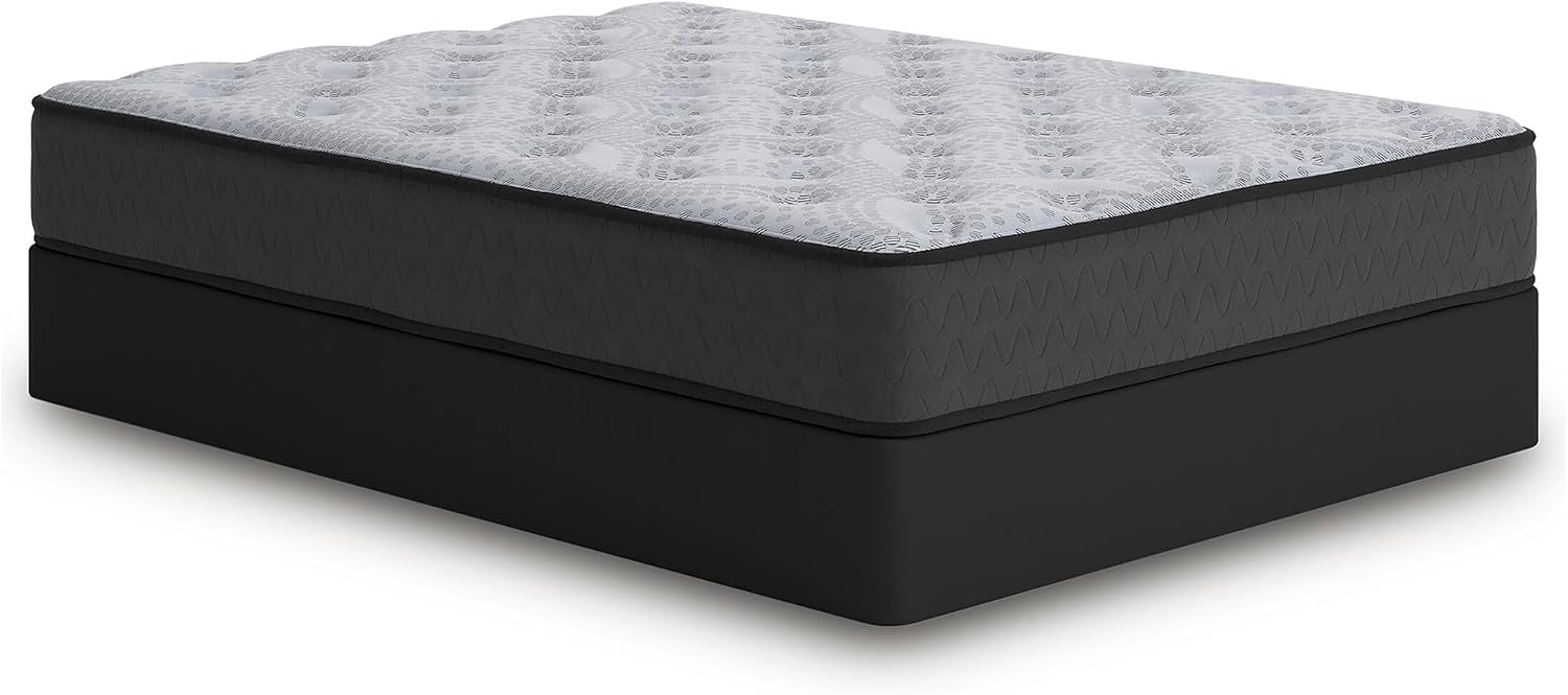 Signature Design by Ashley Comfort Plus 10 Inch Medium Stain Resistant Gel Memory Foam Hybrid Mattress with Edge Support for Cool Sleep and Pressure Relief, Queen, Fiberglass-Free, Mattress in A Box