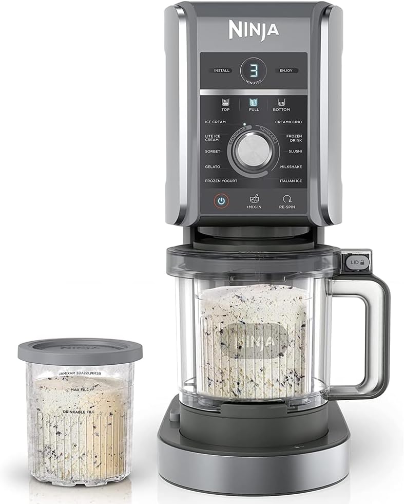 Ninja (Refurbished) NC501 CREAMi Deluxe 11-in-1 XL Ice Cream Maker Silver Bundle with 2 YR CPS Enhanced Protection Pack (Renewed)