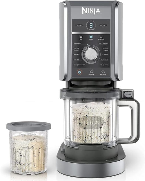 Ninja (Refurbished) NC501 CREAMi Deluxe 11-in-1 XL Ice Cream Maker Silver Bundle with 2 YR CPS Enhanced Protection Pack (Renewed)