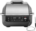 Ninja 5-in-1 Oil-Free Indoor Grill & Deep Fryer, 5 Modes, Cooks Up to 4 Burgers, 5.7L Capacity, Low Smoke Digital Meat Thermometer Included, Black/Silver, EG351EU