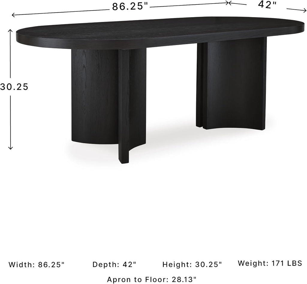 Signature Design by Ashley Rowanbeck Minimalist Dining Table for 8 People, Black